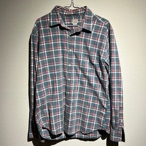 J.CREW Blue/Pink Long Sleeve Button Top, Size L